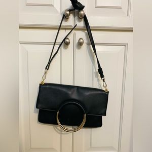 Enzo Angiolini Black Hoop Fold over bag